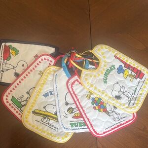 Vintage Snoopy and Woodstock Weekday Bib set -missing Saturday